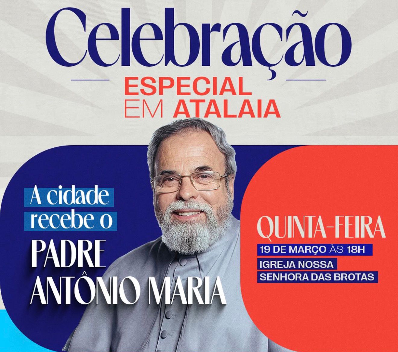 Atalaia recebe Padre Antônio Maria para noite especial de fé e oração nesta quinta-feira (19)